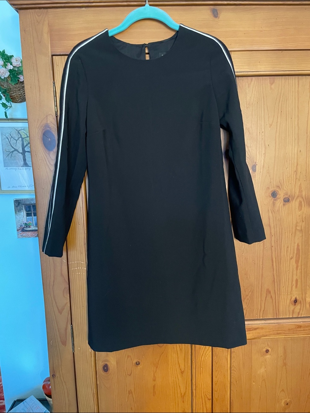 Banana Republic Black Shift Dress with Silver Shoulder Stripe - Women